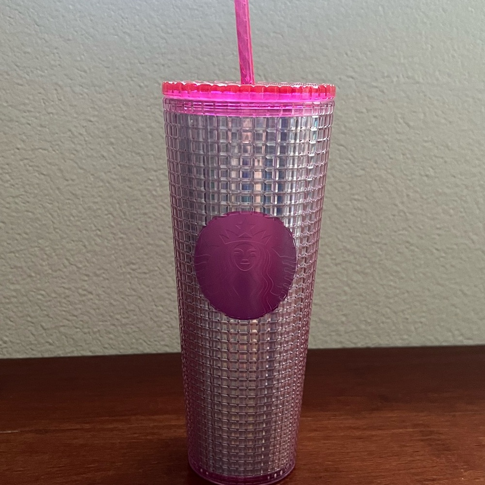 Starbucks Pink and Clear Textured Tumbler